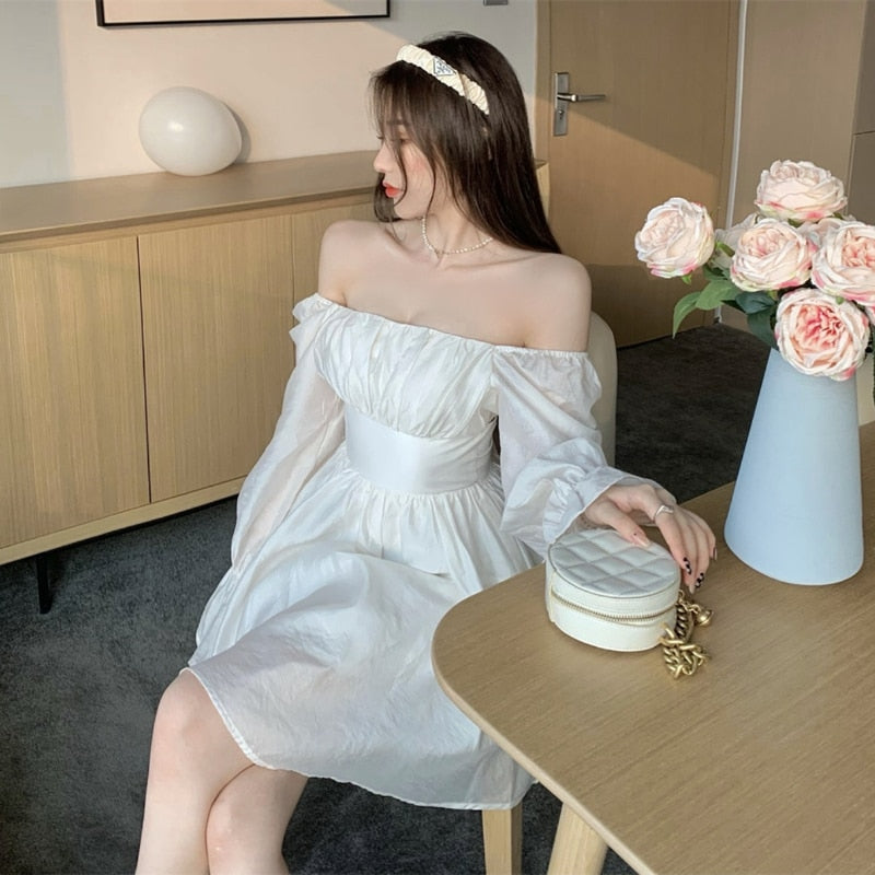 Pink Sweet Elegant Princess Dress Women Casual Korean Slim Long Sleeve Fairy Dress Female Backless Design Vintage Dress 2021 New