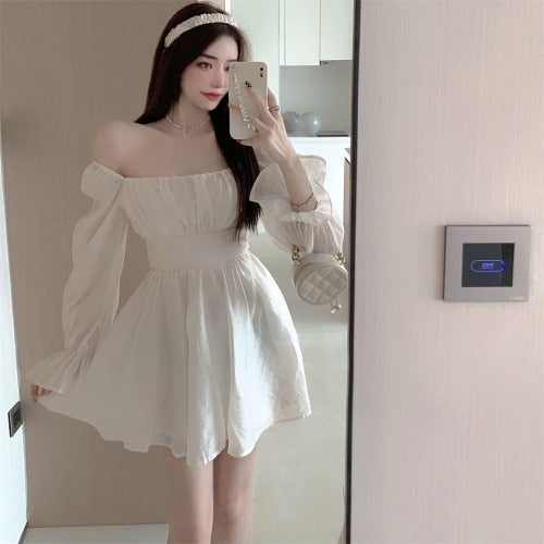 Pink Sweet Elegant Princess Dress Women Casual Korean Slim Long Sleeve Fairy Dress Female Backless Design Vintage Dress 2021 New