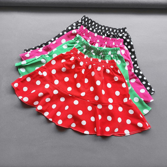 Summer Girls Ruffle Skirts Babys Girls High Waist Dot Printing Mini Skirt casual Kids Pleated Short Skirt For Girls Clothes