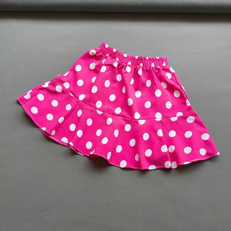 Summer Girls Ruffle Skirts Babys Girls High Waist Dot Printing Mini Skirt casual Kids Pleated Short Skirt For Girls Clothes