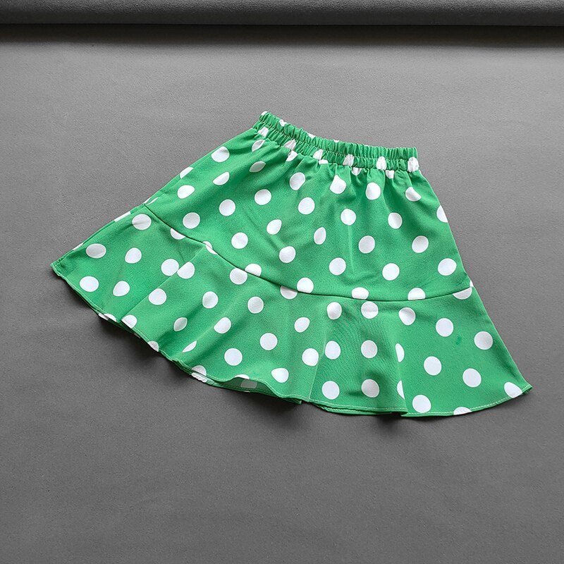 Summer Girls Ruffle Skirts Babys Girls High Waist Dot Printing Mini Skirt casual Kids Pleated Short Skirt For Girls Clothes